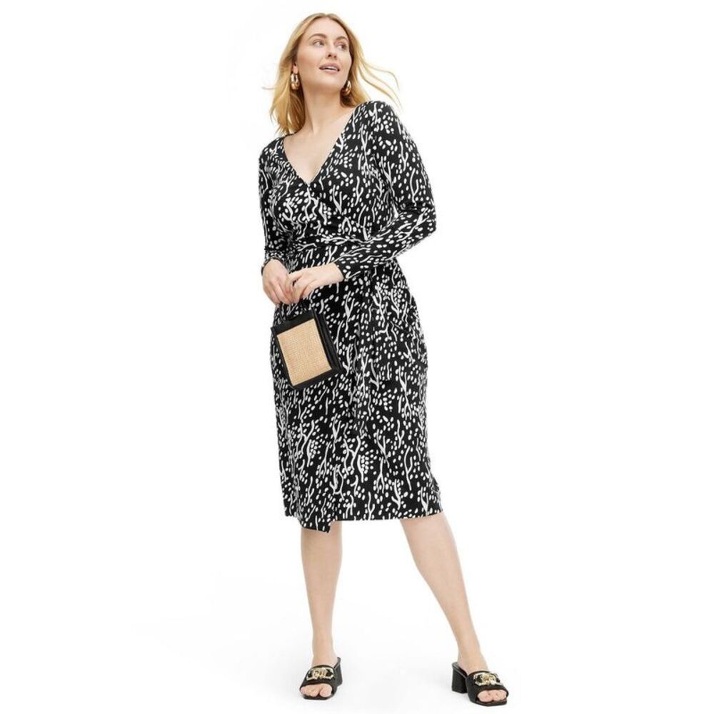 Diane von Furstenberg -  Women's Midi Wrap Dress Deep Black - Picture 3 of 4